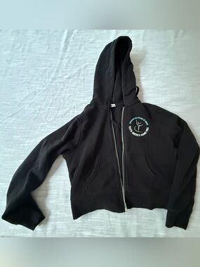 YAGP black cropped zip hoodie